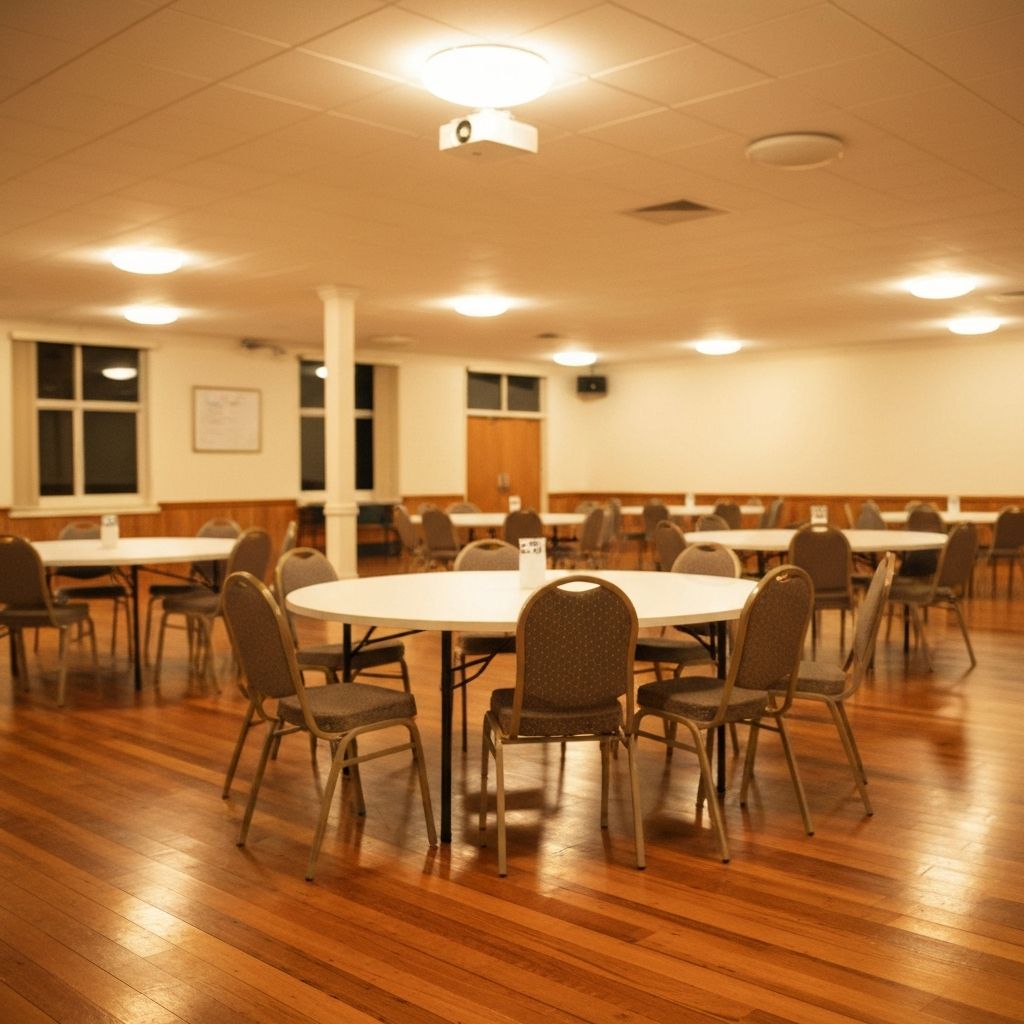 Interior of the Lions Community Hall set for an event